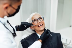 older woman at the dentist